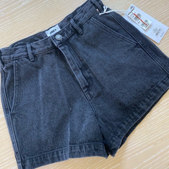 OBEY Baby Lamb High Waisted Womens Denim Shorts NWT - Picture 6 of 6